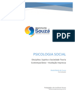 Psicologia Social: Disciplina: Sujeito e Sociedade Teoria Contemporânea - Avaliação Impressa