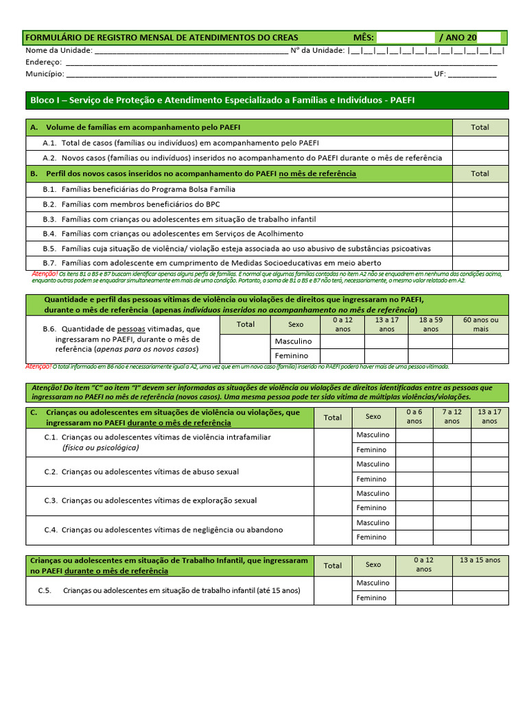 Formulario RMA CREAS 2017 | PDF | Violência | Adolescência