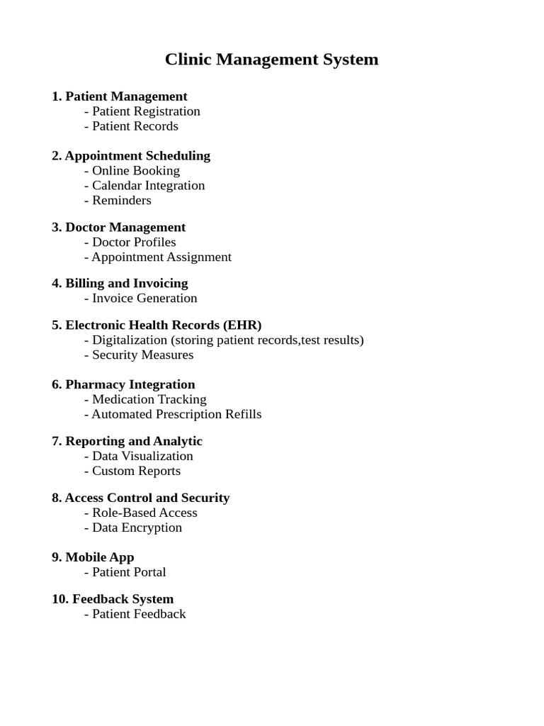 Comprehensive Clinic Management System | PDF