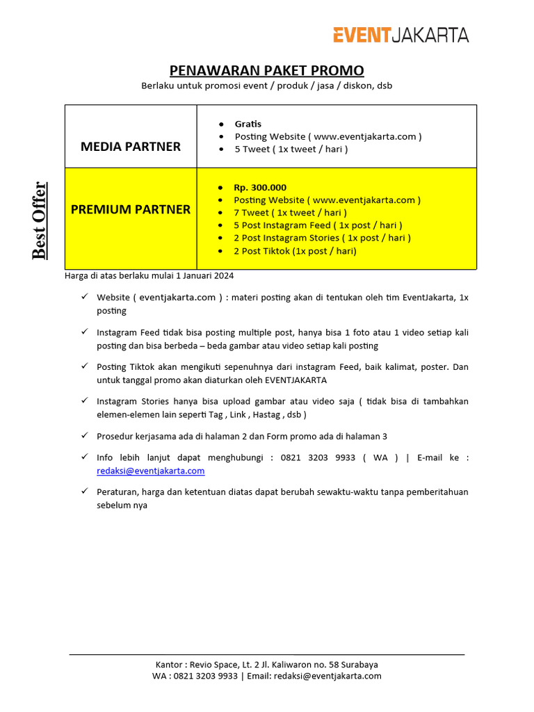 Paket Promo Media Partner EventJakarta | PDF | Komputer
