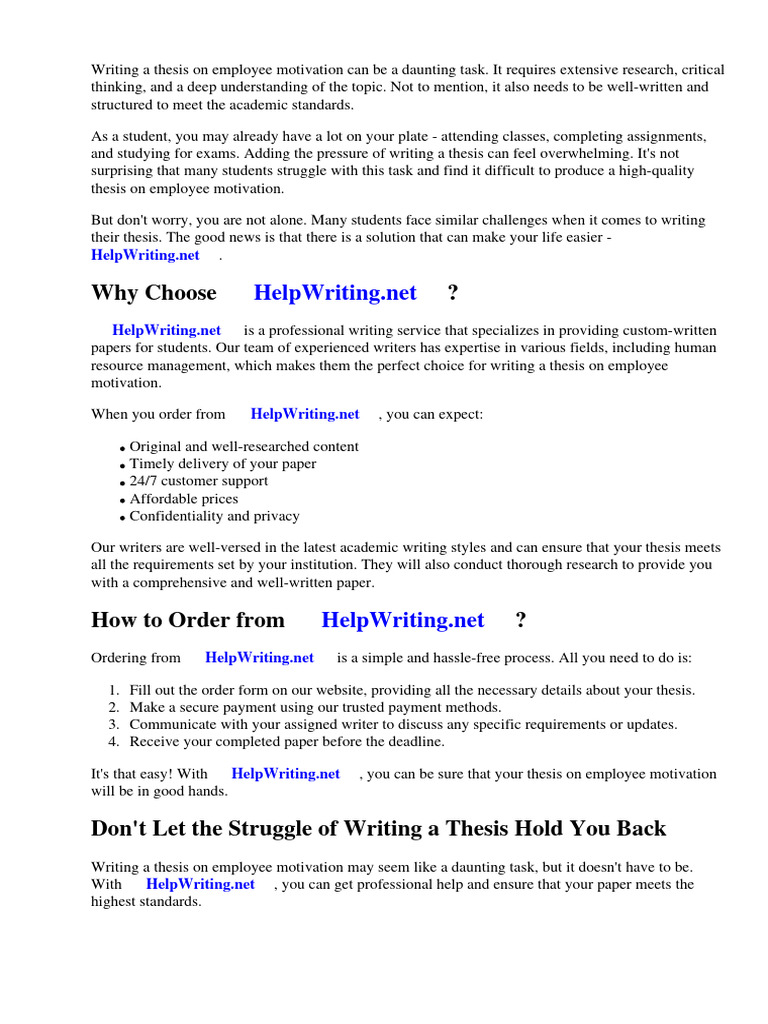 Term Paper Employee Motivation PDF Motivational Motivation