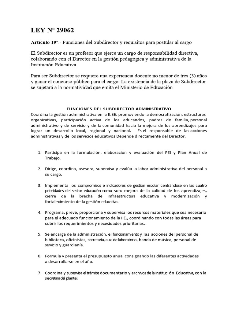 Funciones y Requisitos del Subdirector | PDF | Maestros