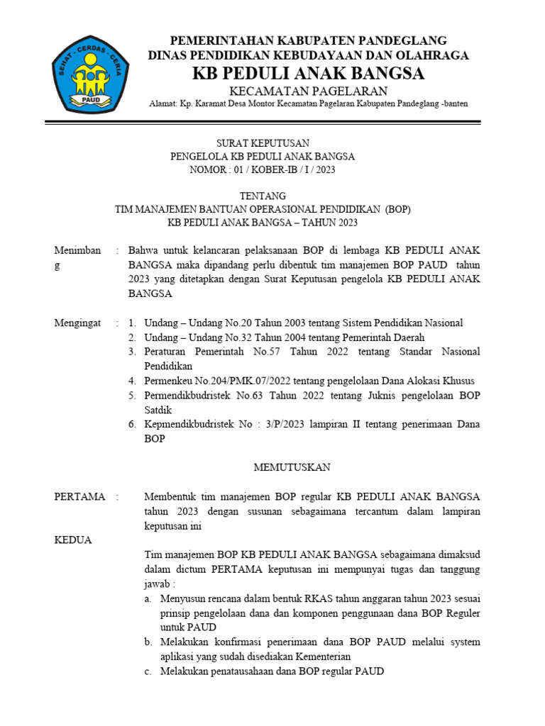 Contoh sk tim bop paud pdf