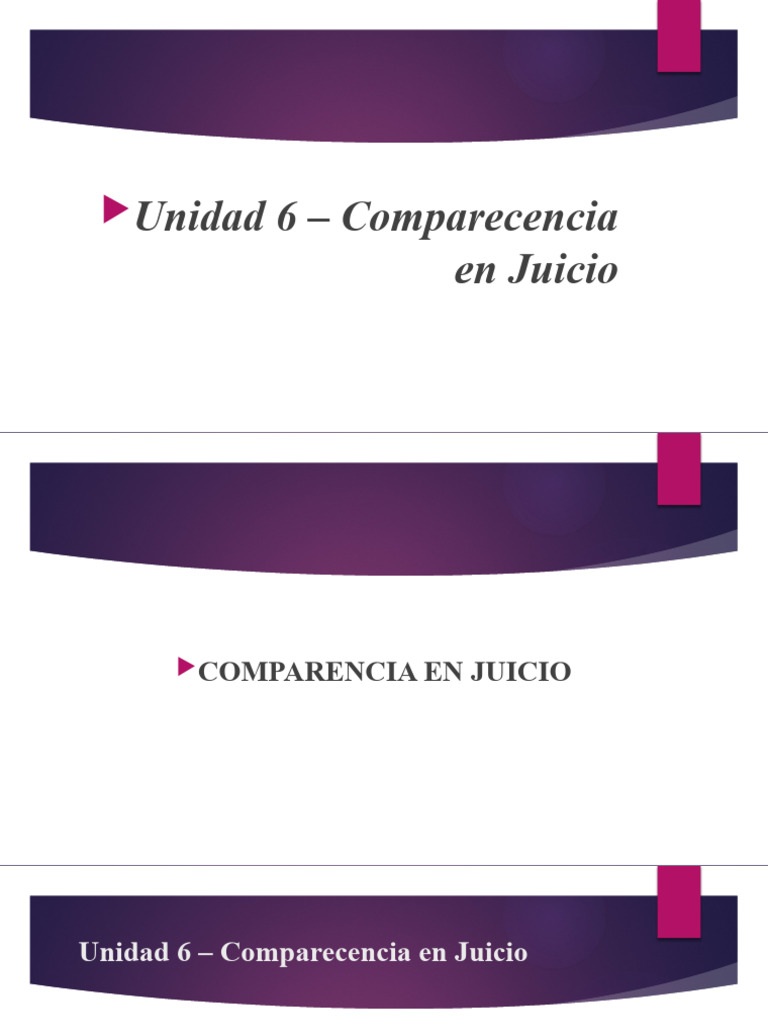 Unidad 6 - Comparecencia en Juicio | PDF | Ley procesal | Juez