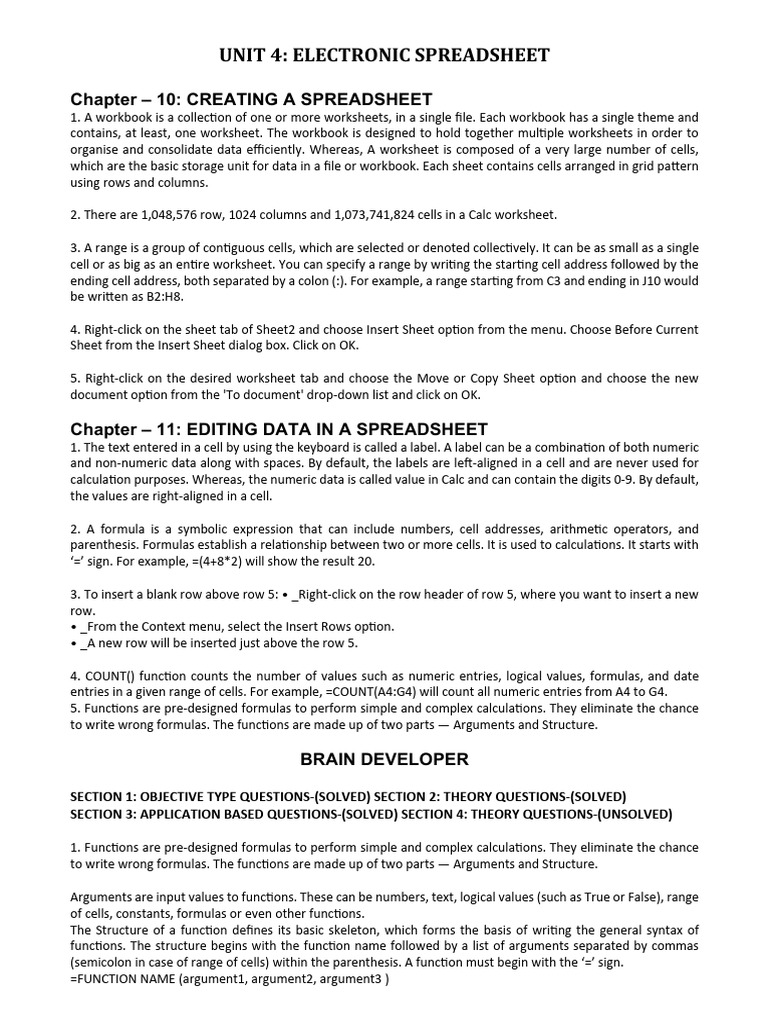 Part B, Unit 4 It - PT 3 | PDF | Spreadsheet | Worksheet