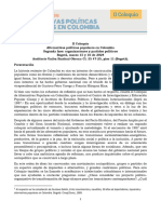 II Coloquio de Alternativas Populares en Colombia 15 y 16 Marzo 2024