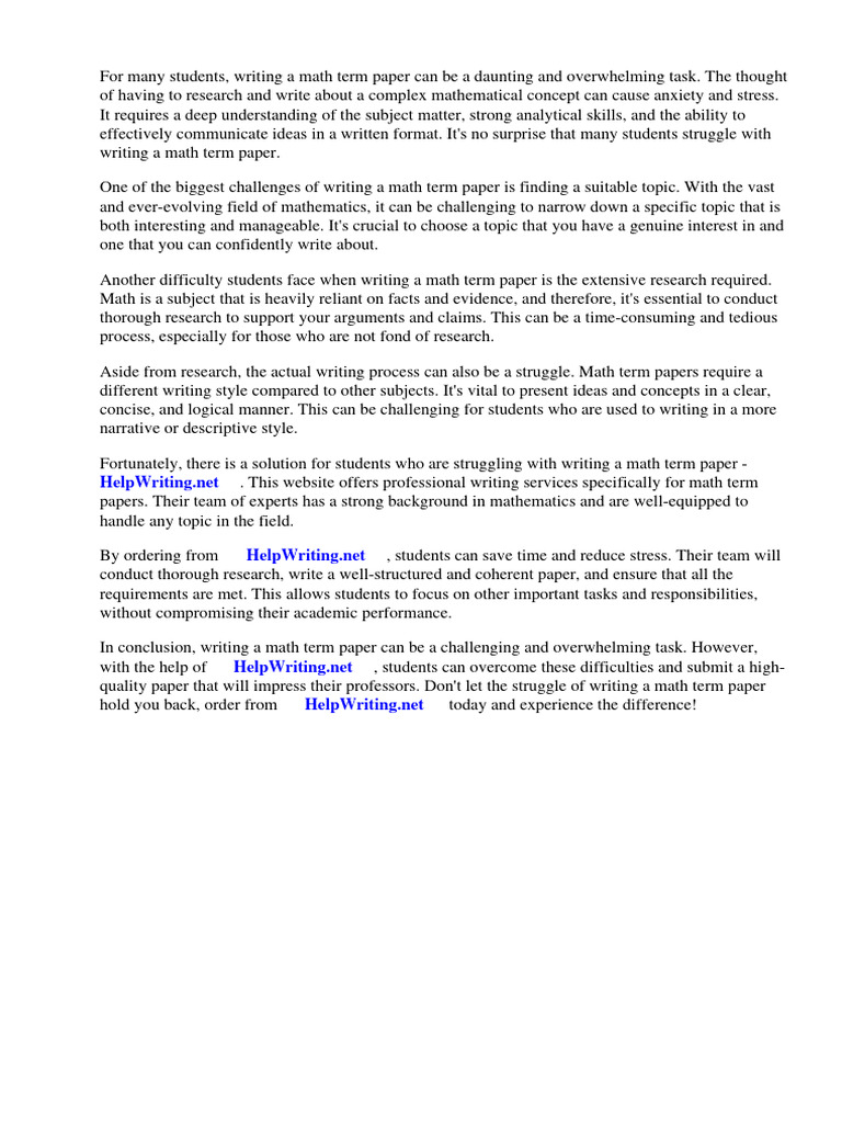 Math term papers pdf mathematics worksheet