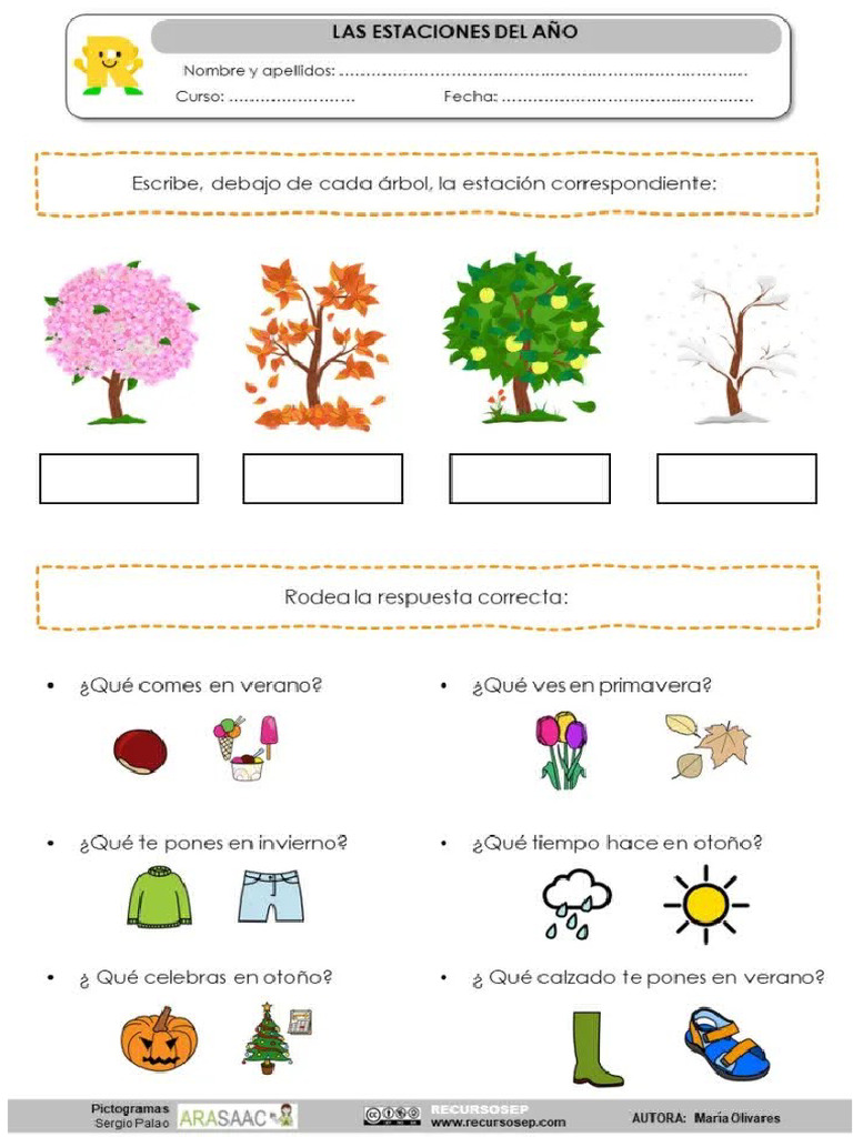 Las Estaciones Del ãno Ficha Pdf