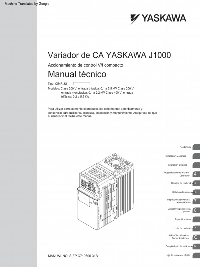 Yaskawa J1000 Manual Tecnico | PDF | Diodo emisor de luz | Ingenieria ...