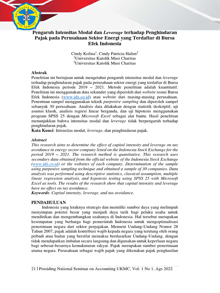 Pengaruh Intensitas Modal terhadap Pajak | PDF