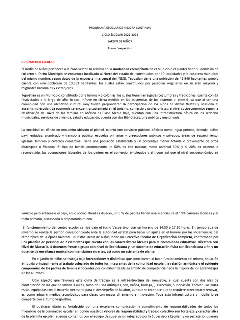 Vesp programa escolar de mejora continua 21 22 pdf evaluaci n
