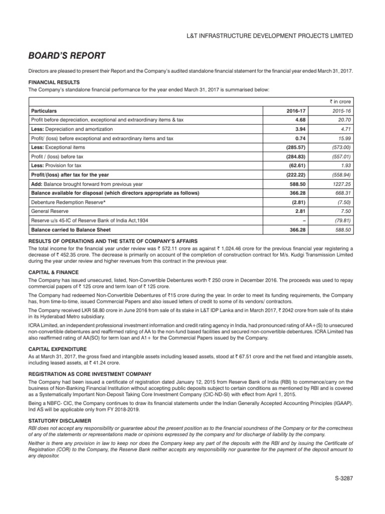 21 lt infrastructure development projects limited ar 31march2017