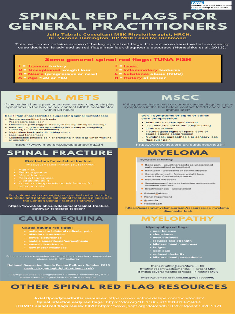 Spinal Red Flags Infographic 1704053180 PDF Osteoporosis Pain