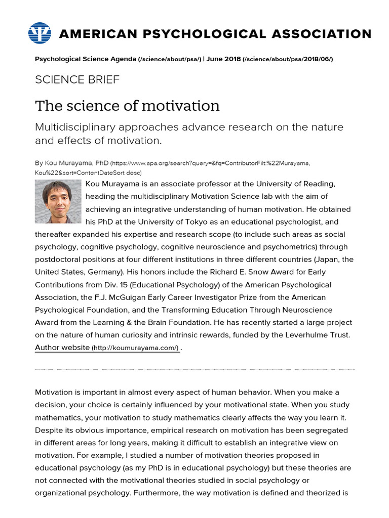 The Science Of Motivation Pdf Motivational Motivation