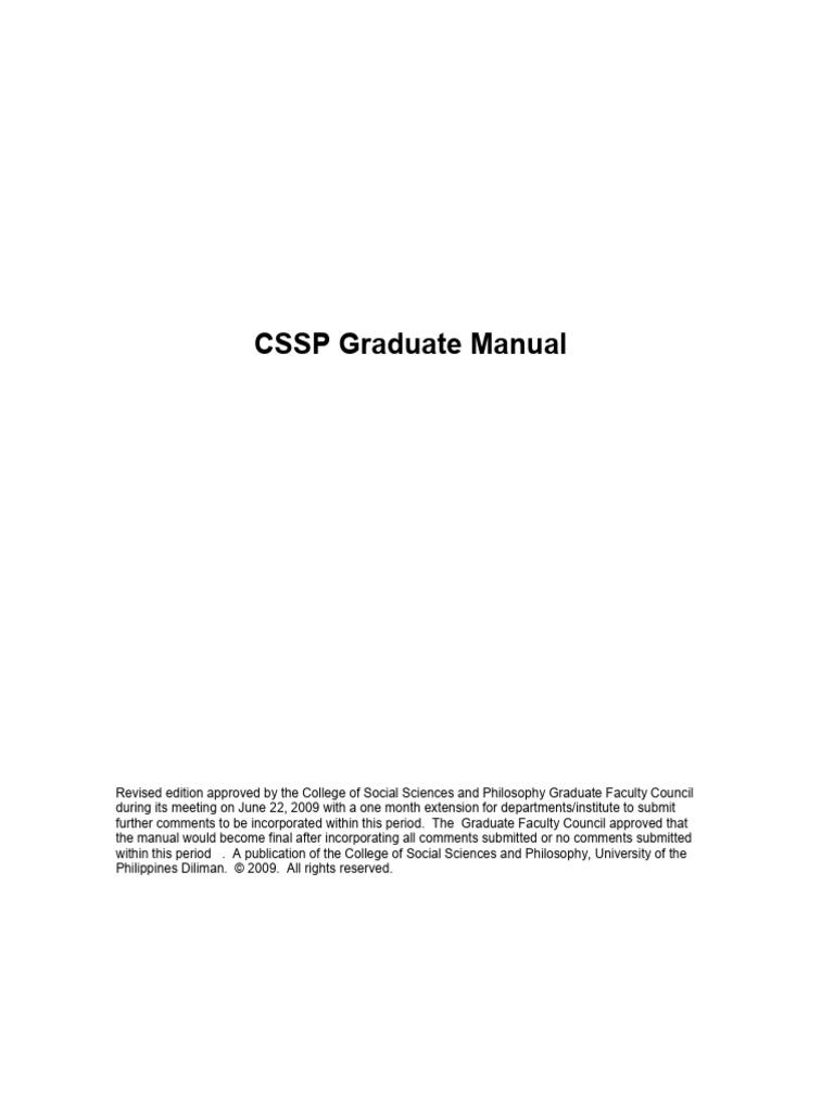 CSSP Graduate Manual Overview | PDF | Thesis | University And College ...