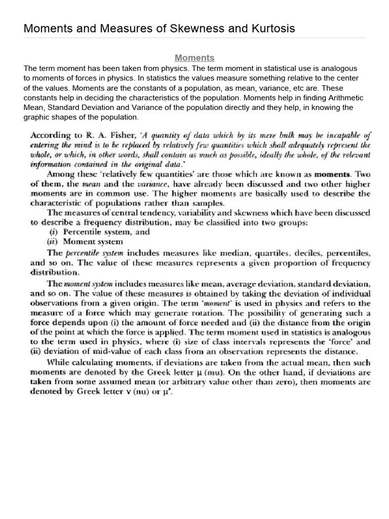 Understanding Skewness and Kurtosis | PDF | Skewness | Statistical Models