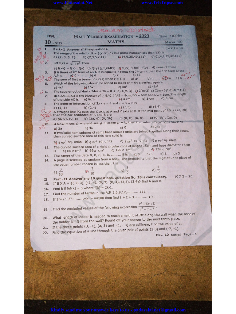 CLASS 10 MATHS HALF YEARLY QUESTION PAPER 2023 24 PDF intelligence overview
