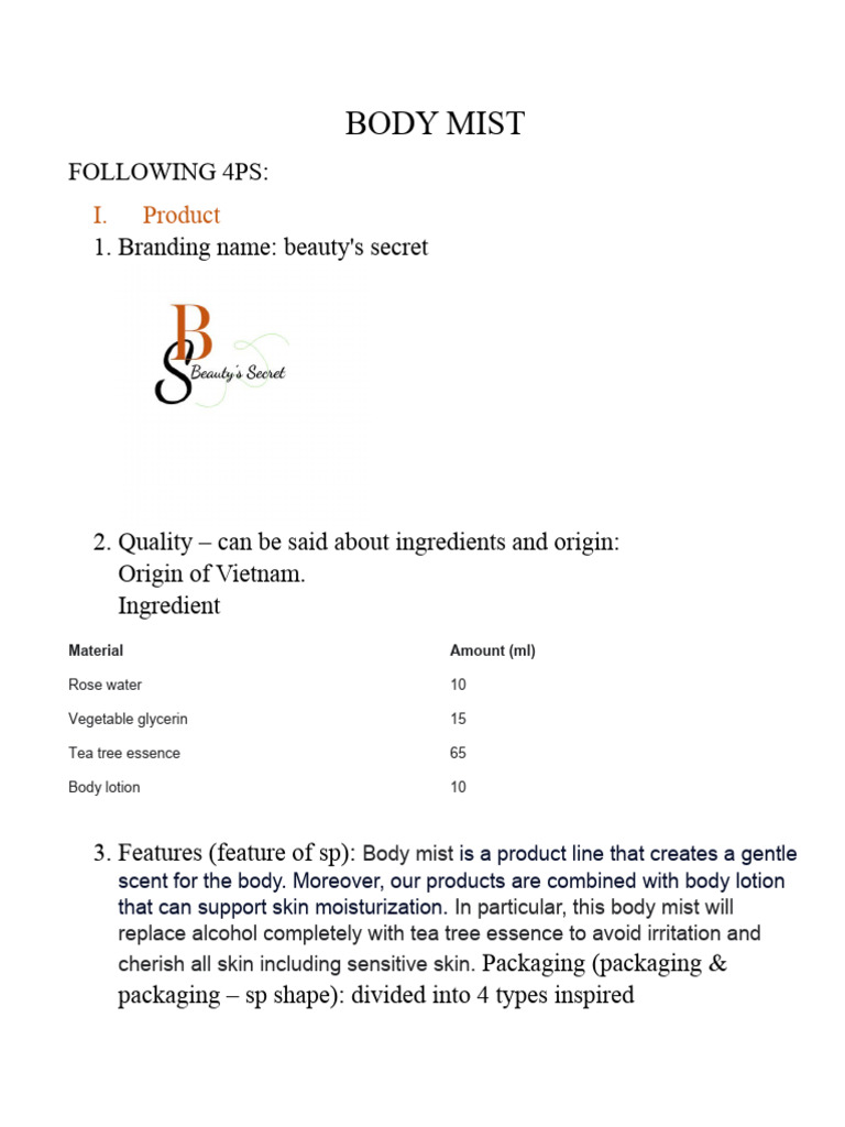 Body Mist | PDF | Perfume | Odor