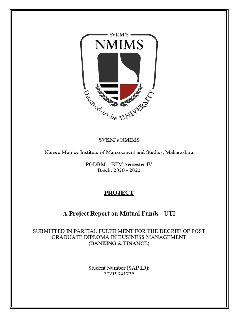 A project report on mutual funds uti download free pdf investment