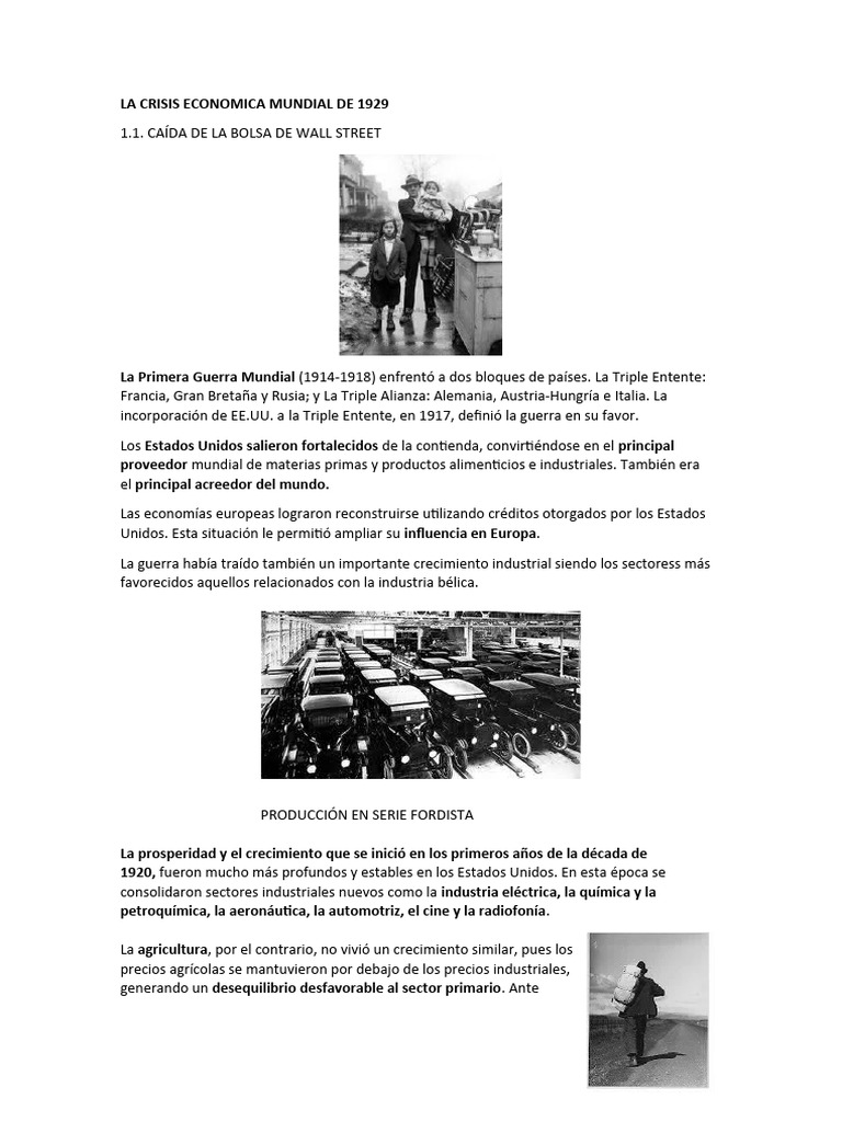 La Crisis Economica Mundial de 1929 | PDF | Gran depresion | Economias