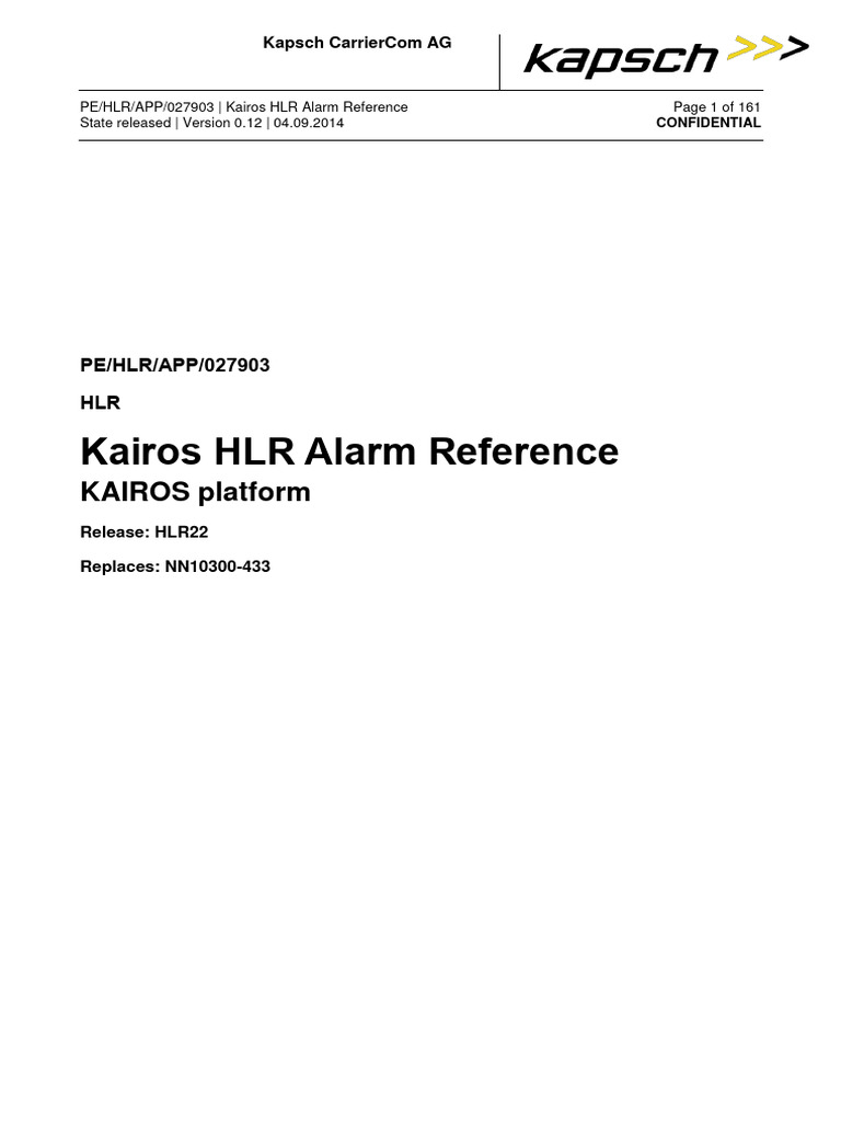 Kairos HLR Alarm Reference | PDF | Application Software | Systems ...