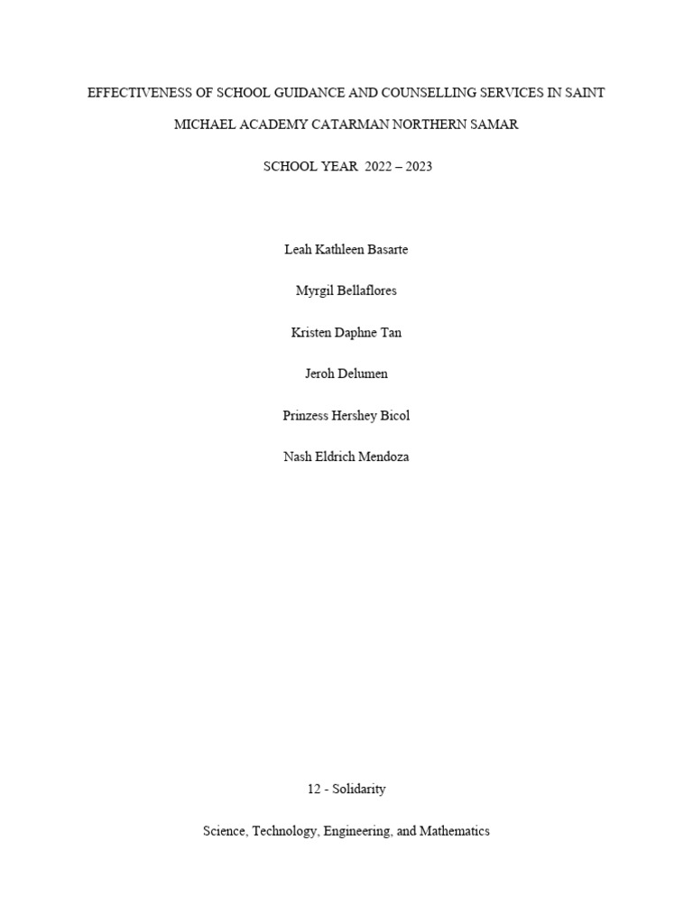 Effectiveness of Guidance Services at SMA | PDF | Psychotherapy | Thought