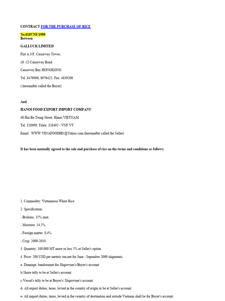 Contract Sample | PDF | Cargo