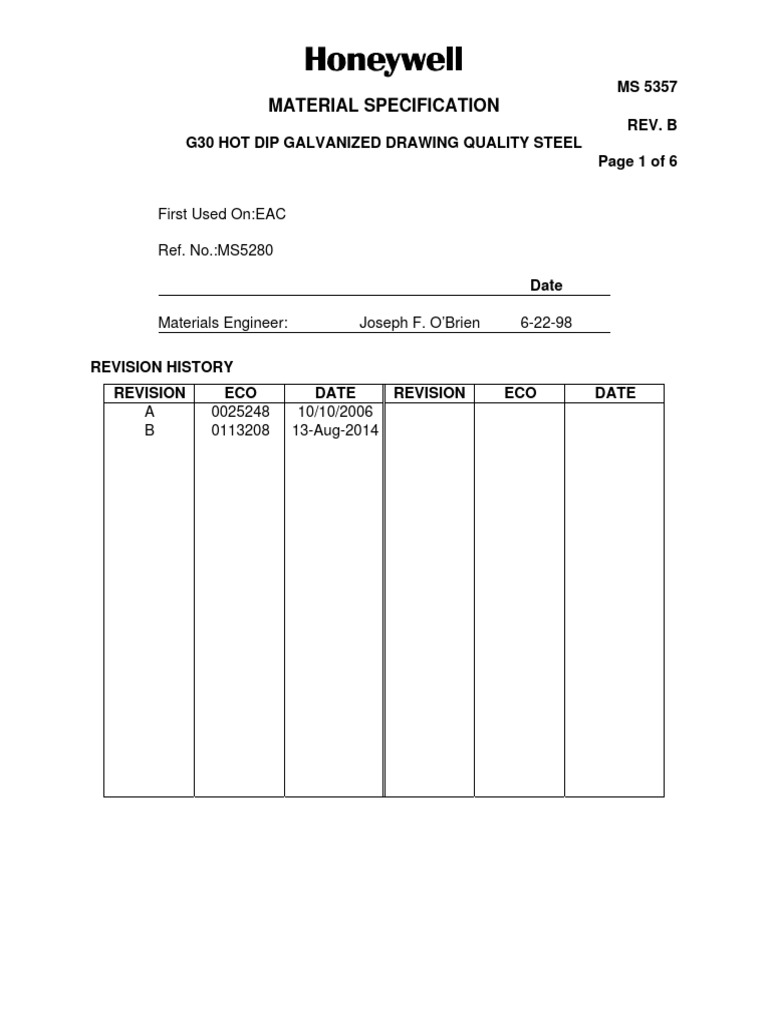 MS 5357 - B Norma Zinc | PDF | Engineering Tolerance | Sheet Metal