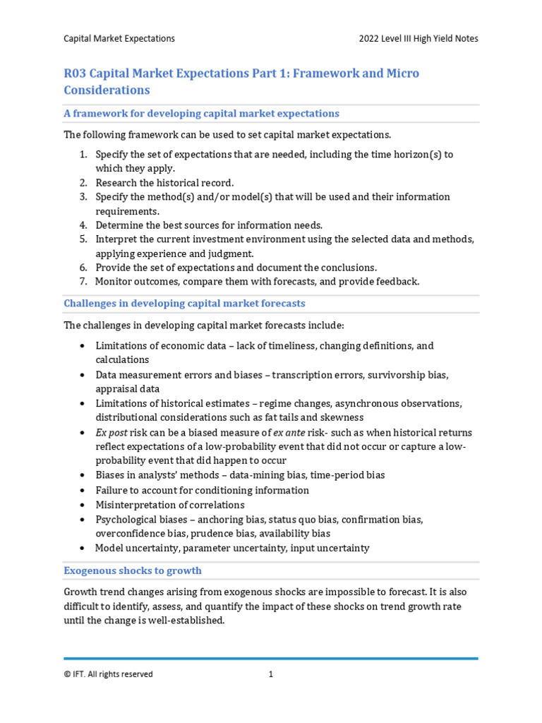 Capital Market Expectations Framework | PDF | Inflation | Business Cycle