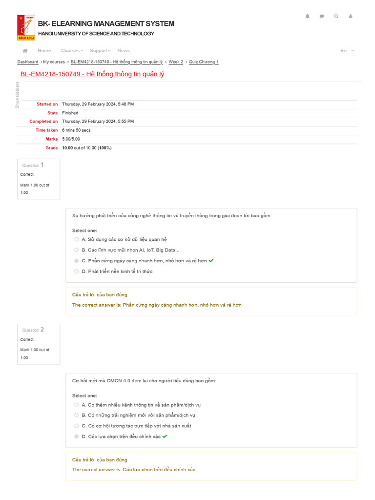 Quiz Chương 1 - Attempt Review | PDF
