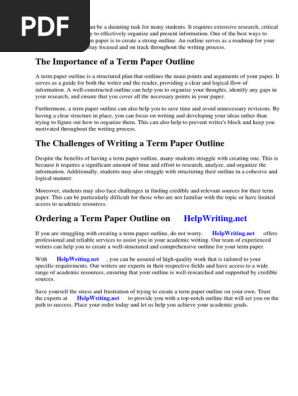 Term Paper Outline Example