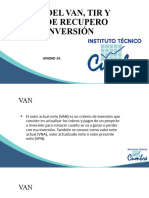 Unidad 14 CALCULO DEL VAN, TIR Y PRI