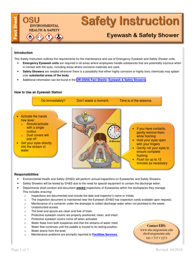 Emergency Eyewash & Shower Guidelines | PDF | Water | Shower