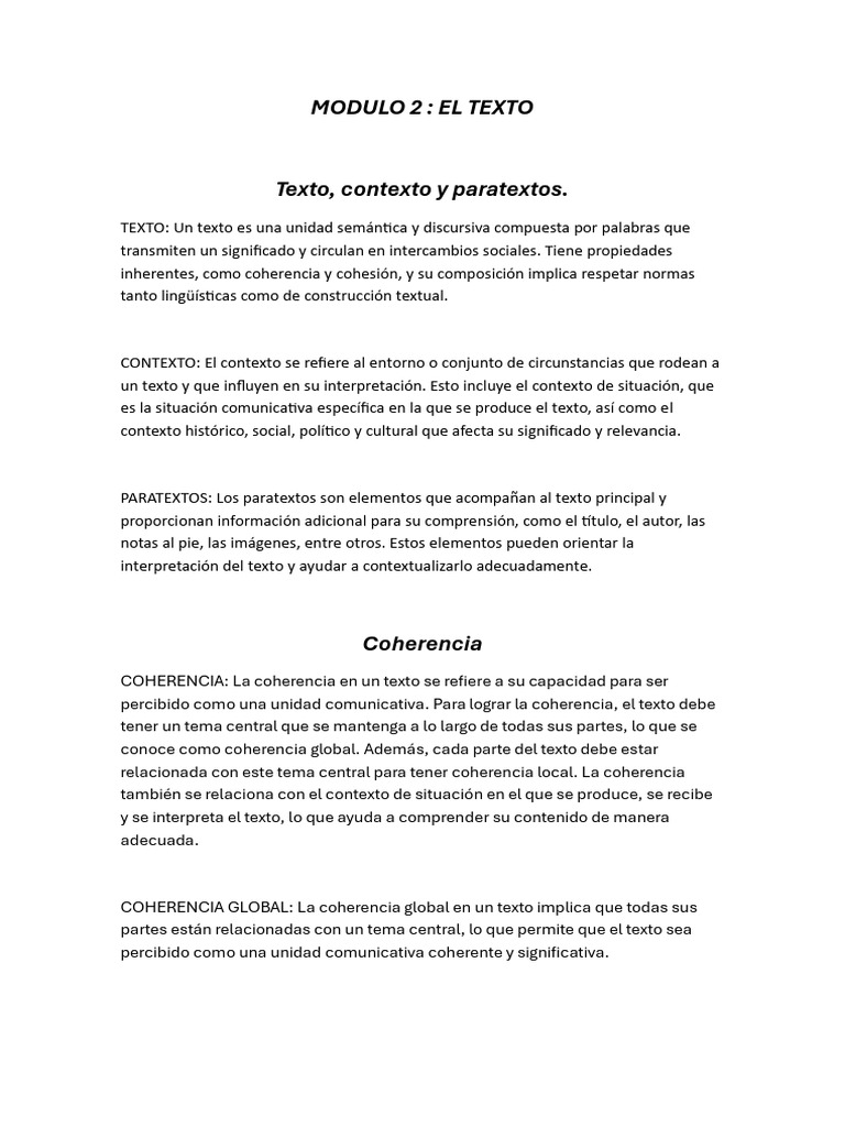 Elementos del Texto y su Coherencia | PDF | Teoría de la argumentación ...