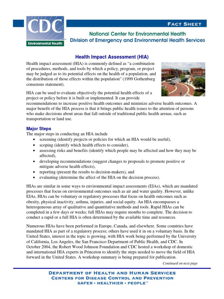 Health Impact Assessment Overview | PDF | Policy | Environmental Impact ...