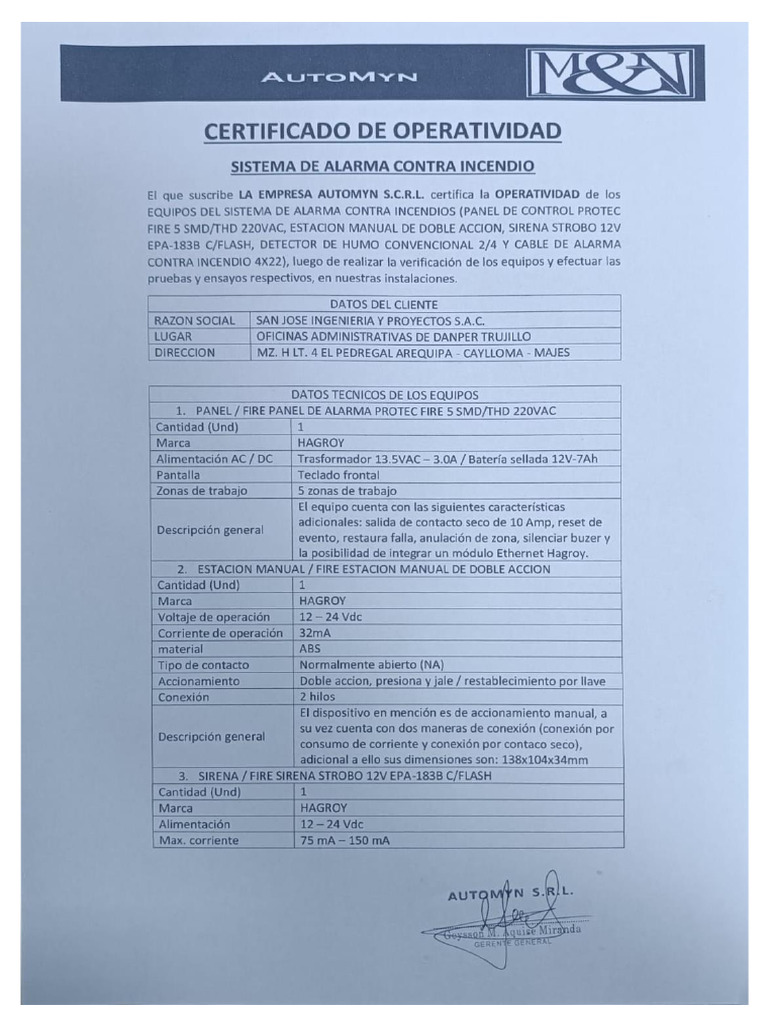Certificado de Operatividad-150324 | PDF