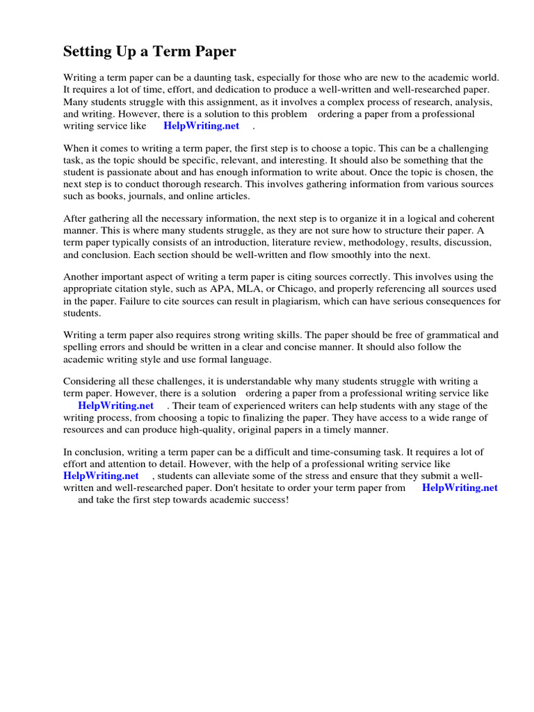 Setting Up A Term Paper | PDF | Essays | Citation