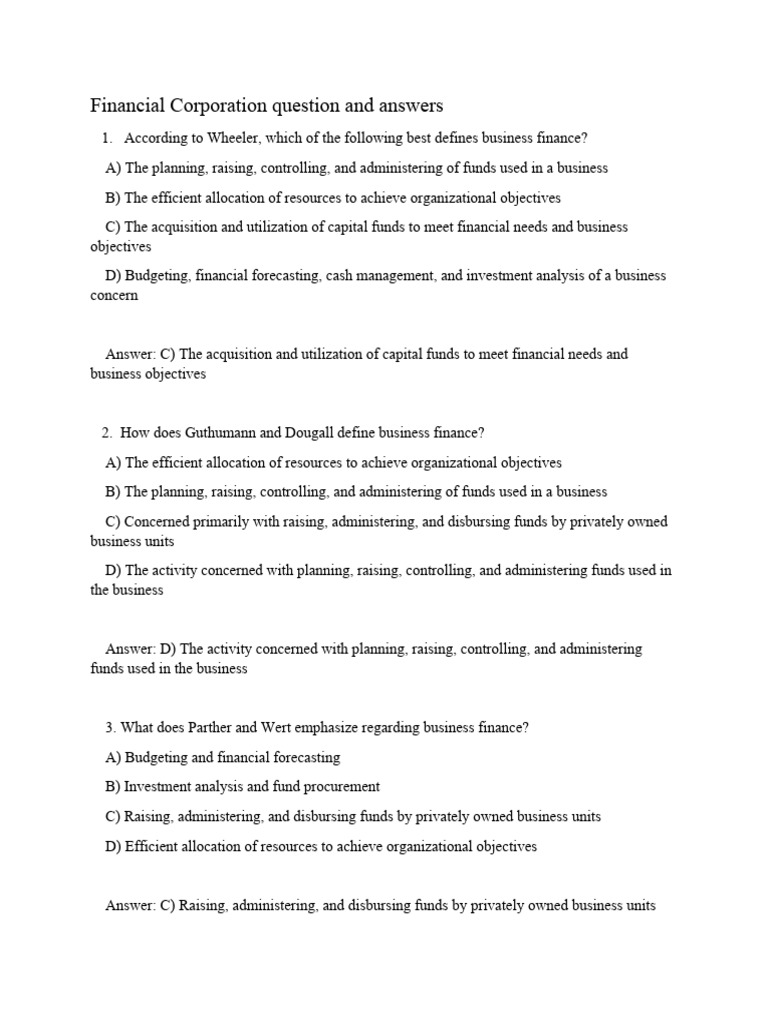 Corporate Finance Q&A Overview | PDF | Securities (Finance) | Stocks