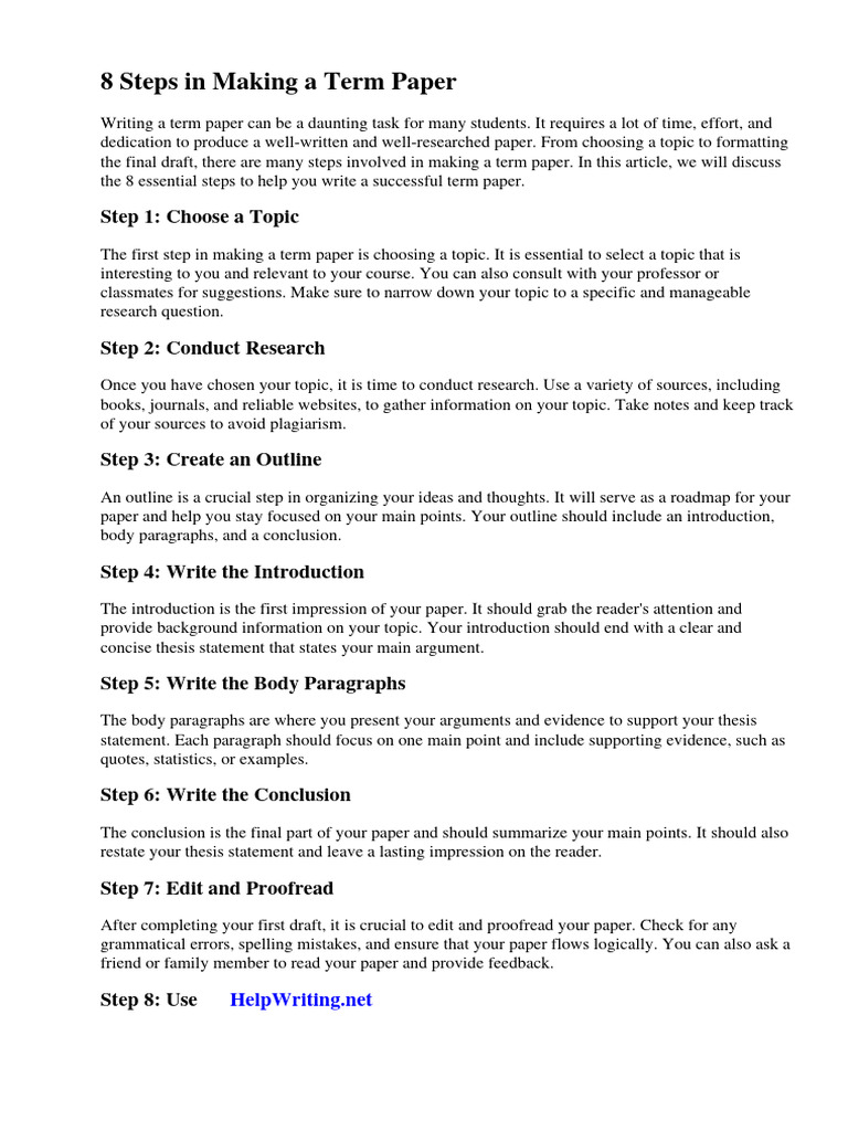 8 Steps in Making A Term Paper | PDF | Essays | Thesis