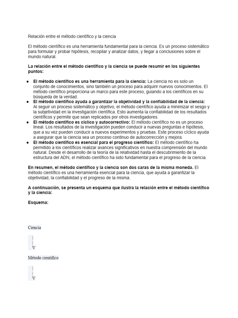 Relacion - Entre El Método Científico y La Ciencia | PDF | Método ...