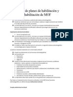 Diseños de Planes de Habilitación y Rehabilitación de MOF