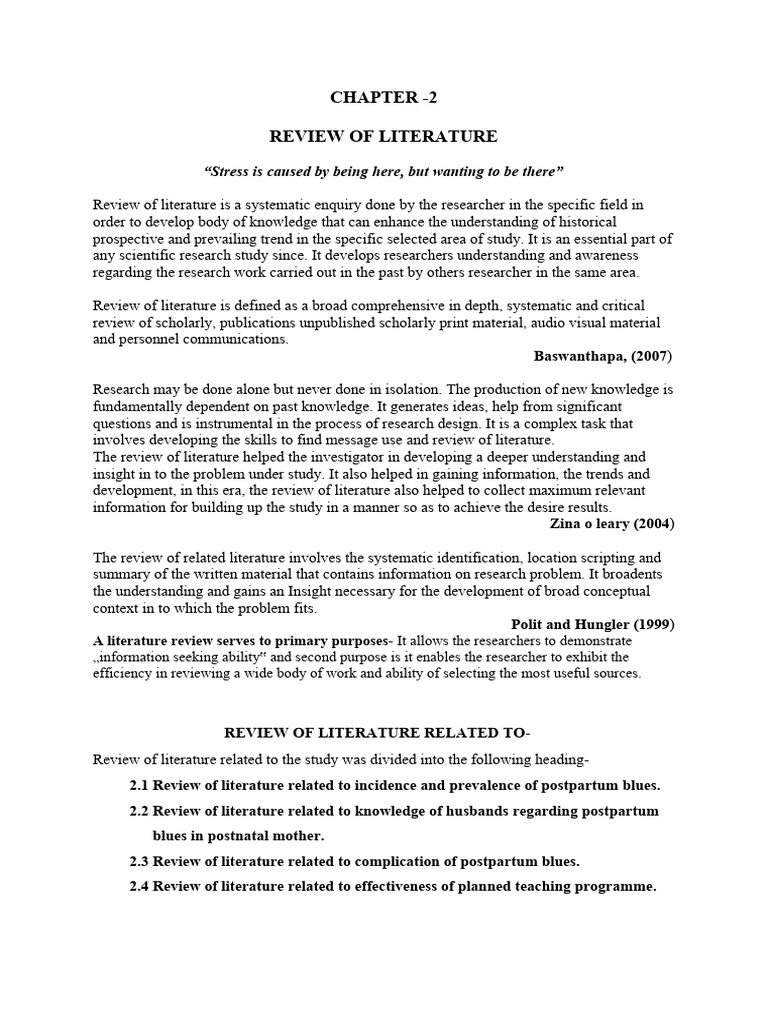 Postpartum Blues Literature Review | PDF | Postpartum Period | Cognition