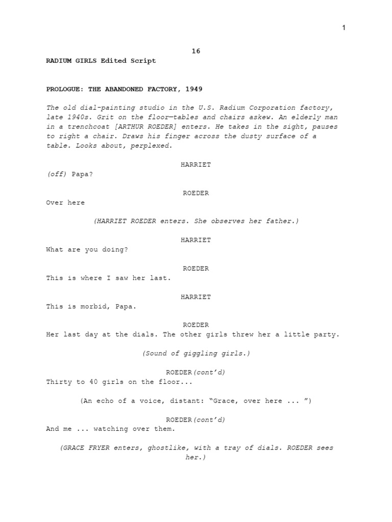 Radium Girls Edited Play Script | PDF