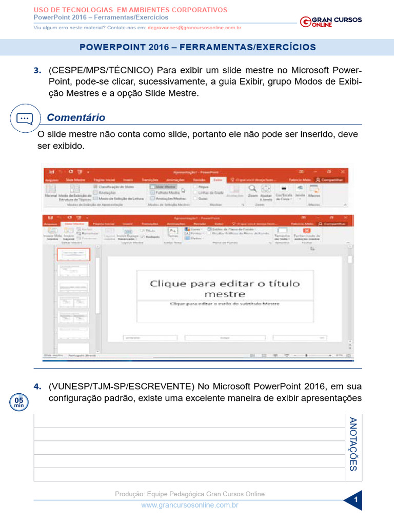 Aula 244 Power Point 2016 Ferramentas Exercicios | PDF | Pedagogia ...