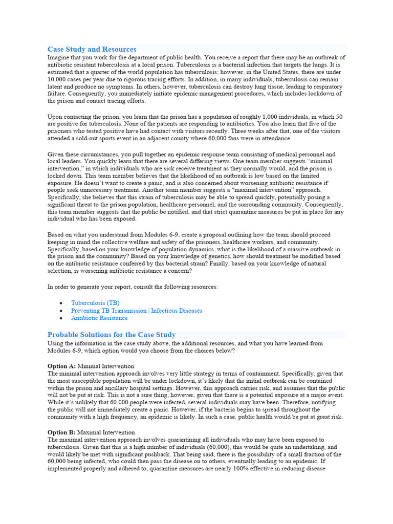 Epidemic Response to TB Outbreak in Prison | PDF | Tuberculosis ...