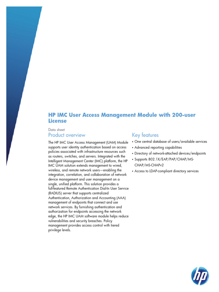 Microsafe HP Networking Jf388a Imc User Access Management Module With ...