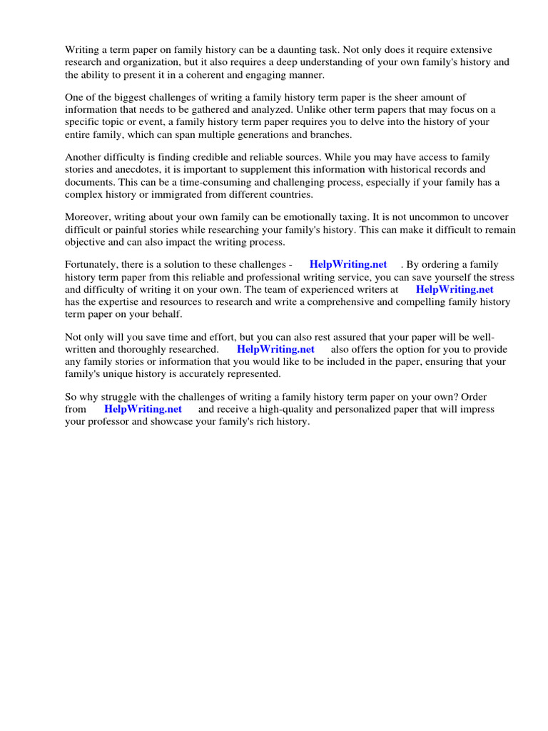Family History Term Paper | PDF | Grandparent | Parent