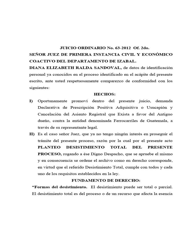 Desistimiento Total en Proceso Civil | PDF | Justicia | Crimen y violencia