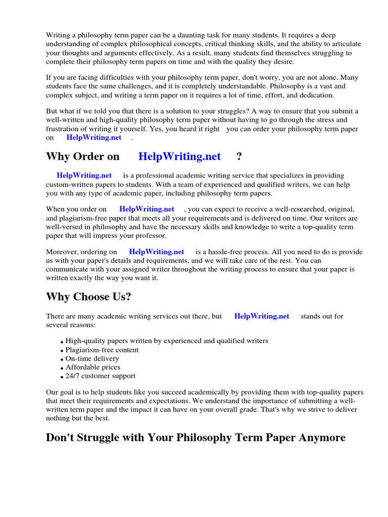 How To Make A Philosophy Term Paper | PDF | Thought | Knowledge