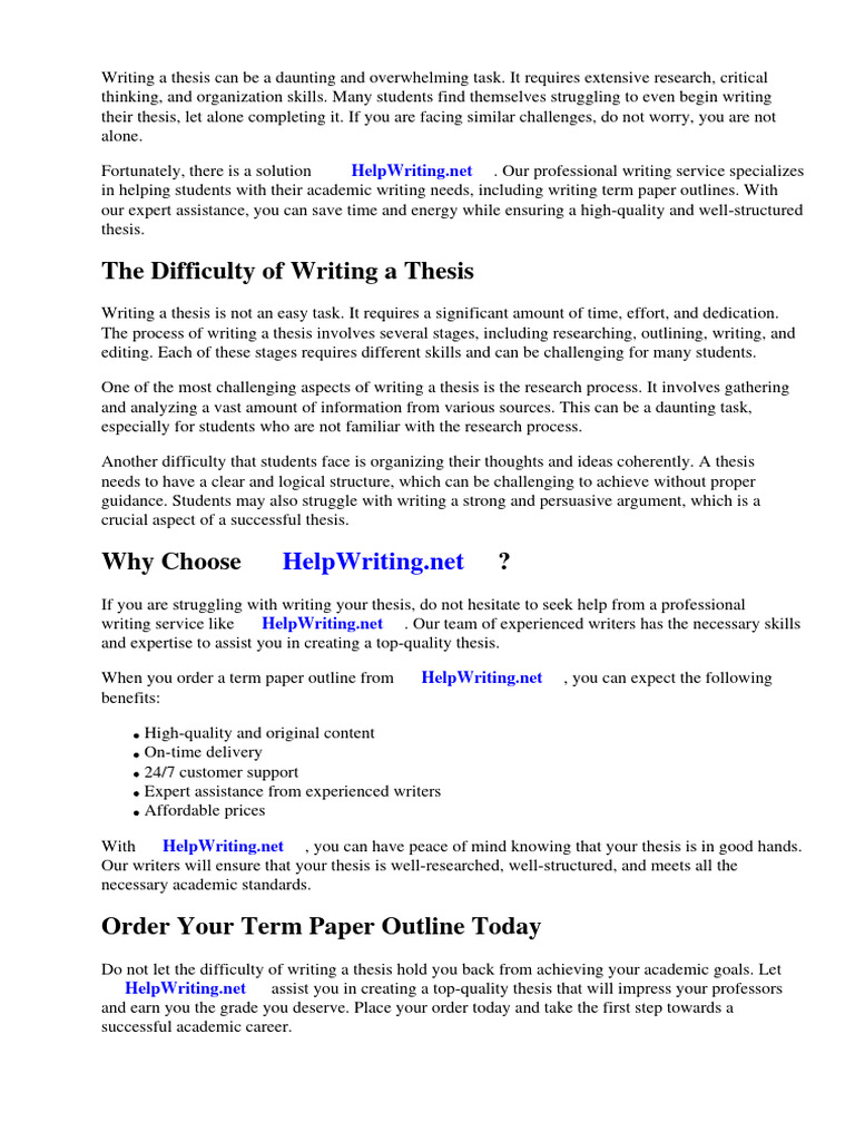 Thesis Writing Help and Outlining Guide | PDF | Essays | Academic ...